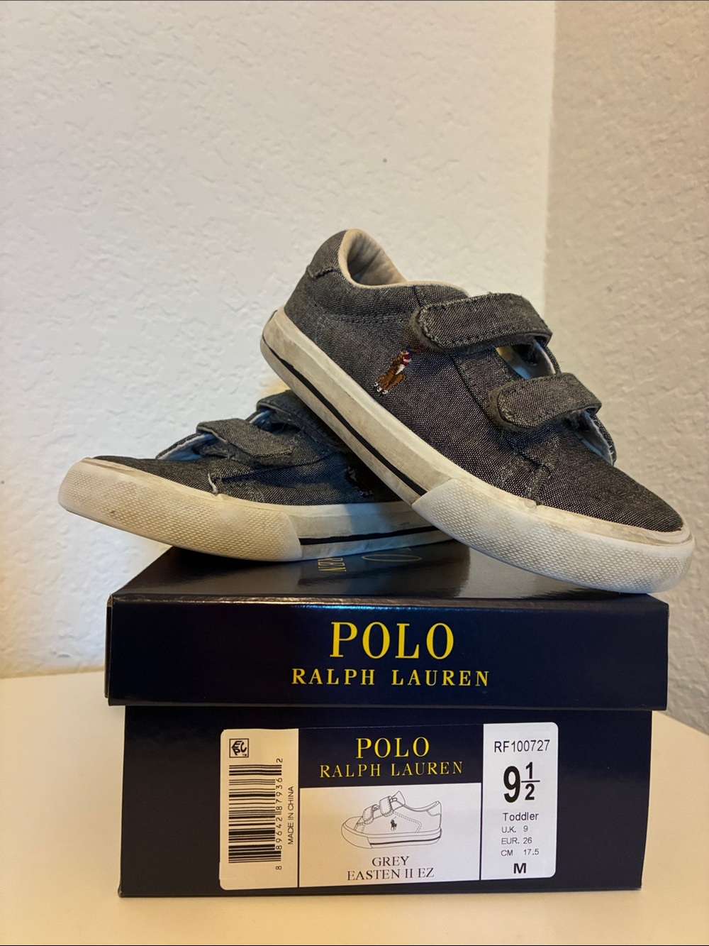 Polo by Ralph Lauren Kids Grey Velcro Canvas Sneakers